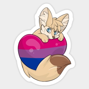 Bi Flag-Heart Fennec Fox Sticker